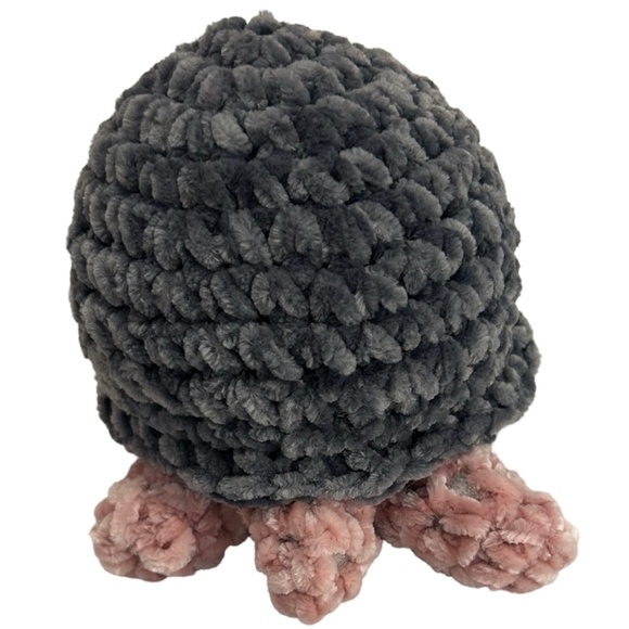 Handcrafted Crochet Pink & Gray Soft Turtle Plush - Picture 5 of 8